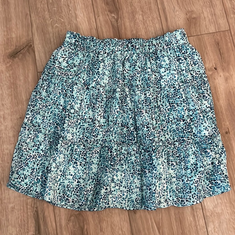 Loft Blue Metallic Flowy Skirt